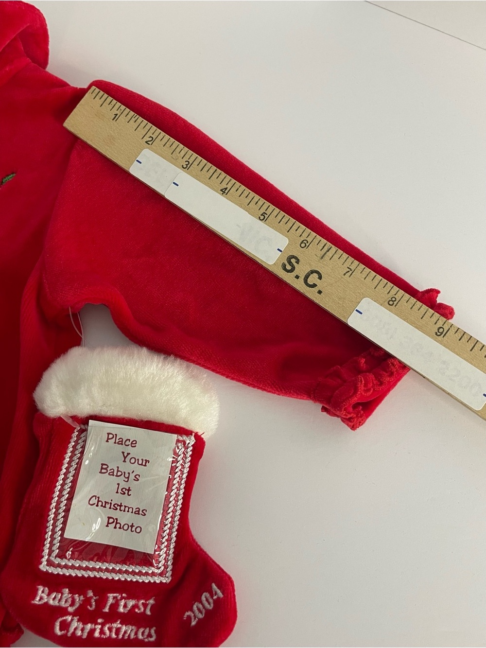 VTG Bright Future Red Velour Christmas Footie Romper 6-9M - Picture 14 of 16